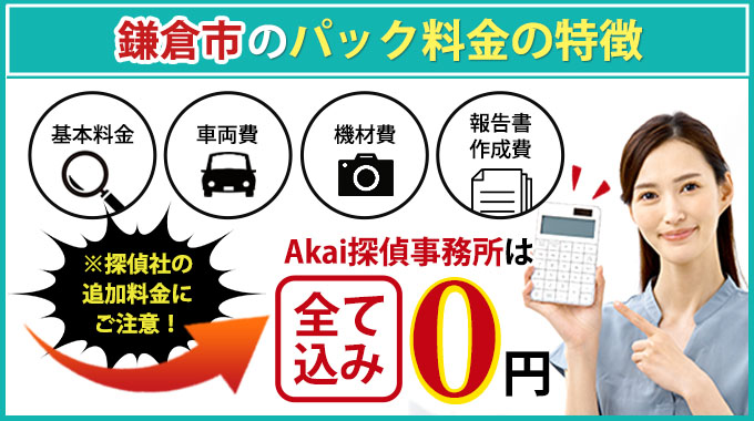 鎌倉市のAkai探偵事務所のパック料金の特徴