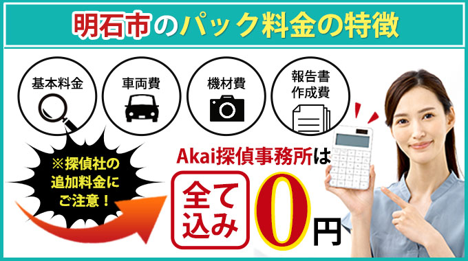 明石市のAkai探偵事務所のパック料金の特徴