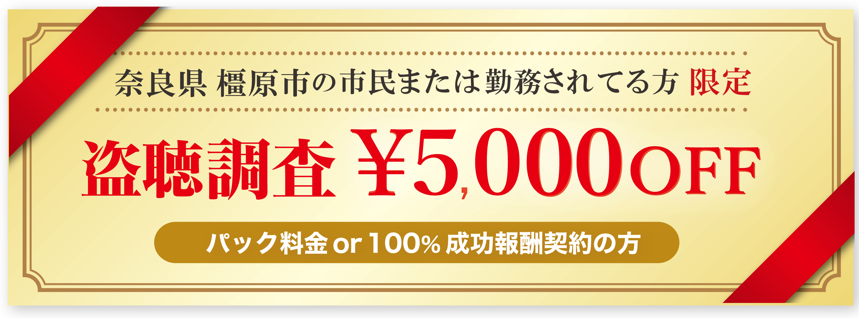 浮気調査に強い探偵の橿原市民限定のクーポン券